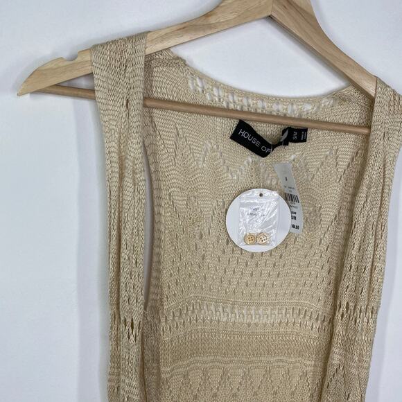 LF House of Three Cream Tan Duster Cardigan Women's Size Small/Medium S/M NWT - Picture 5 of 10